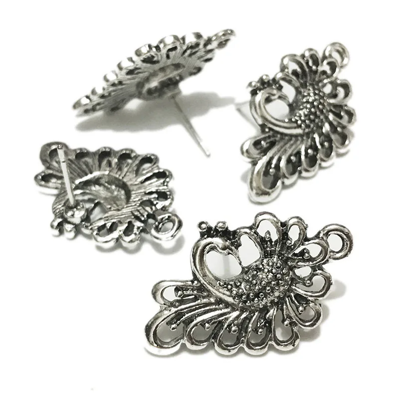 

STENYA Earrings studs Findings Jewelry Bohemian blank base setting Earring Elegant Loops For Dangle Accessories Antique silver