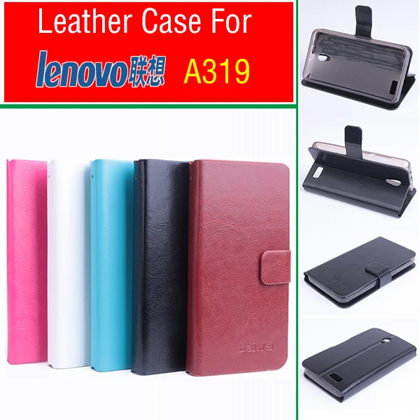 

Crazy Horse Leather Case For Lenovo A319 Retro Vintage Wallet Phone Cover Cases with Stand and Card Holder