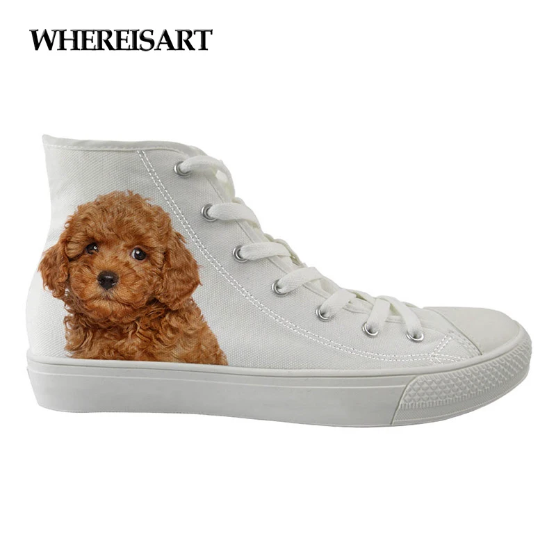 

WHEREISART 2019 Spring Lady Cartoon Canvas Shoes Women High Lace Canvas Shoes Student Flats Sneakers Autumn Vulcanized Shoes 3D