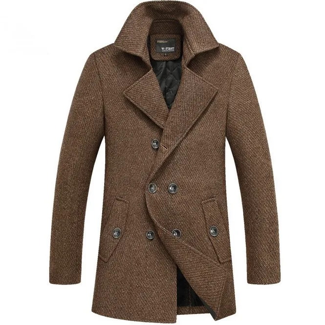 Mens Brown Wool Pea Coat Han Coats