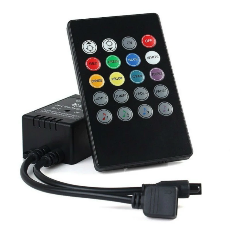 

New 20 Key 12-24V 72W 38KHz Music IRController Black Sound Sensor Remote For RGB LED Strip High Quality