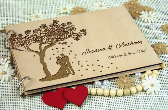 Personalized Wedding Anniversary Bridal Shower Guest Book Gift for Couple Memory Book Wedding Keepsake Advice Photo Prop
