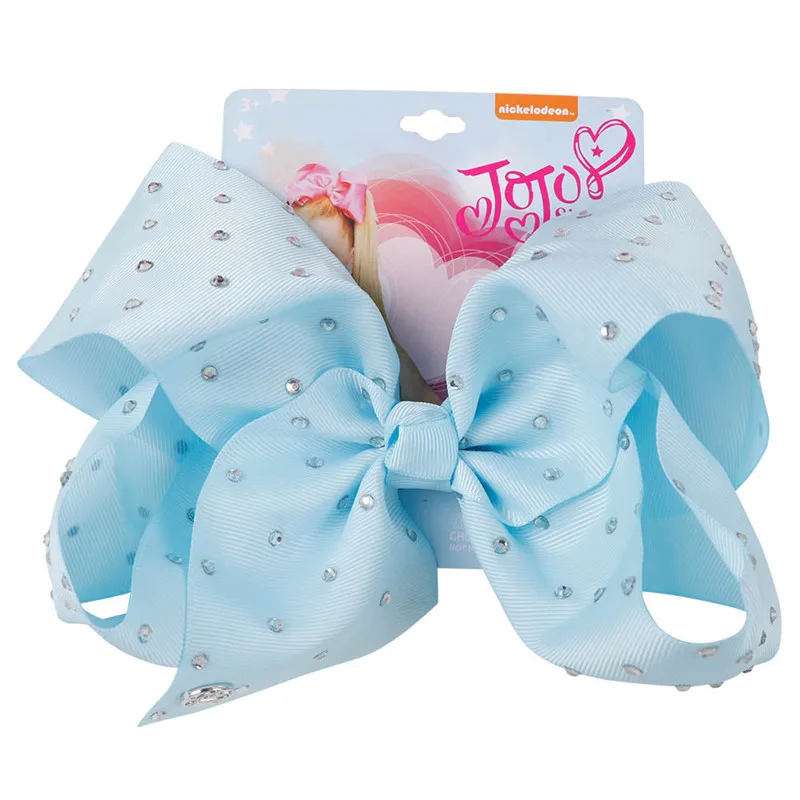 8 "Большой фирма JOJO Bow заколки для волос для девочек, ручная работа, Siwa Хрустальная коллекция цветная шпилька бант для волос аксессуары для