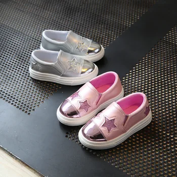 

Autumn Glossy Waterproof Non-slip Children Shoes Sneakers Breathable Children's Board Shoe Star Patchwork Boys Girls Lazy Shoes