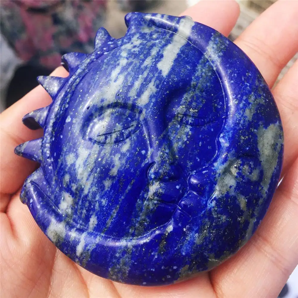 1 шт. АААА натуральный кристалл lapis carvings солнце и луна Единорог из горного хрусталя статуи украшенные рождественские подарки