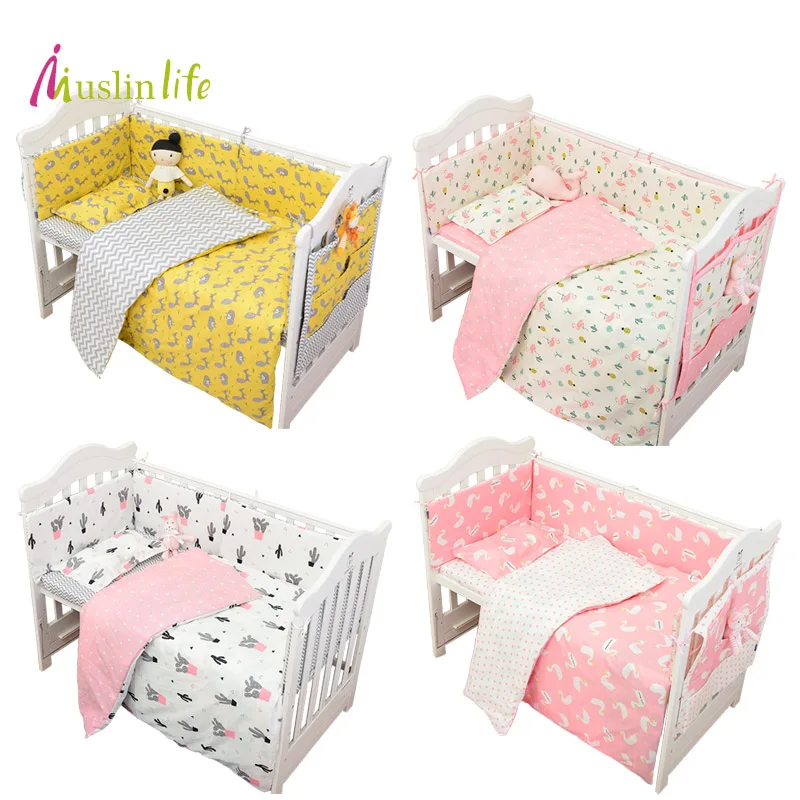 Muslinlife 3 قطعة/المجموعة طقم سرير قطني ، الأزياء الصبار/فلامنغو/الثعلب يهمهم القطن سرير مجموعات (غطاء لحاف + وسادة + Flatsheet)