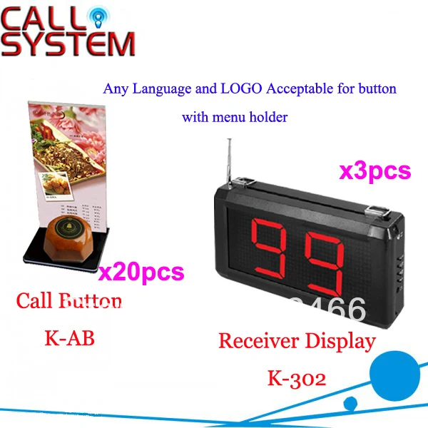 

Electronic Service Caller for Restaurant Cafe Service Any Language Any LOGO Acceptalbe show 3 digit number Free Shipping
