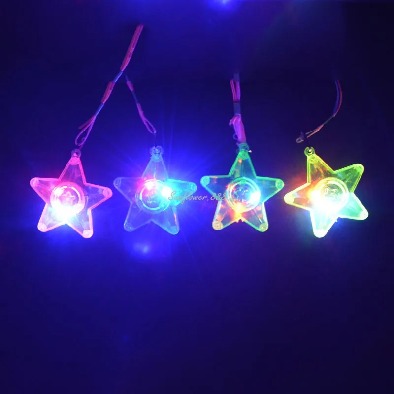 LED Light Up Flashing Star Necklace Pendants Children Girls Jewelry