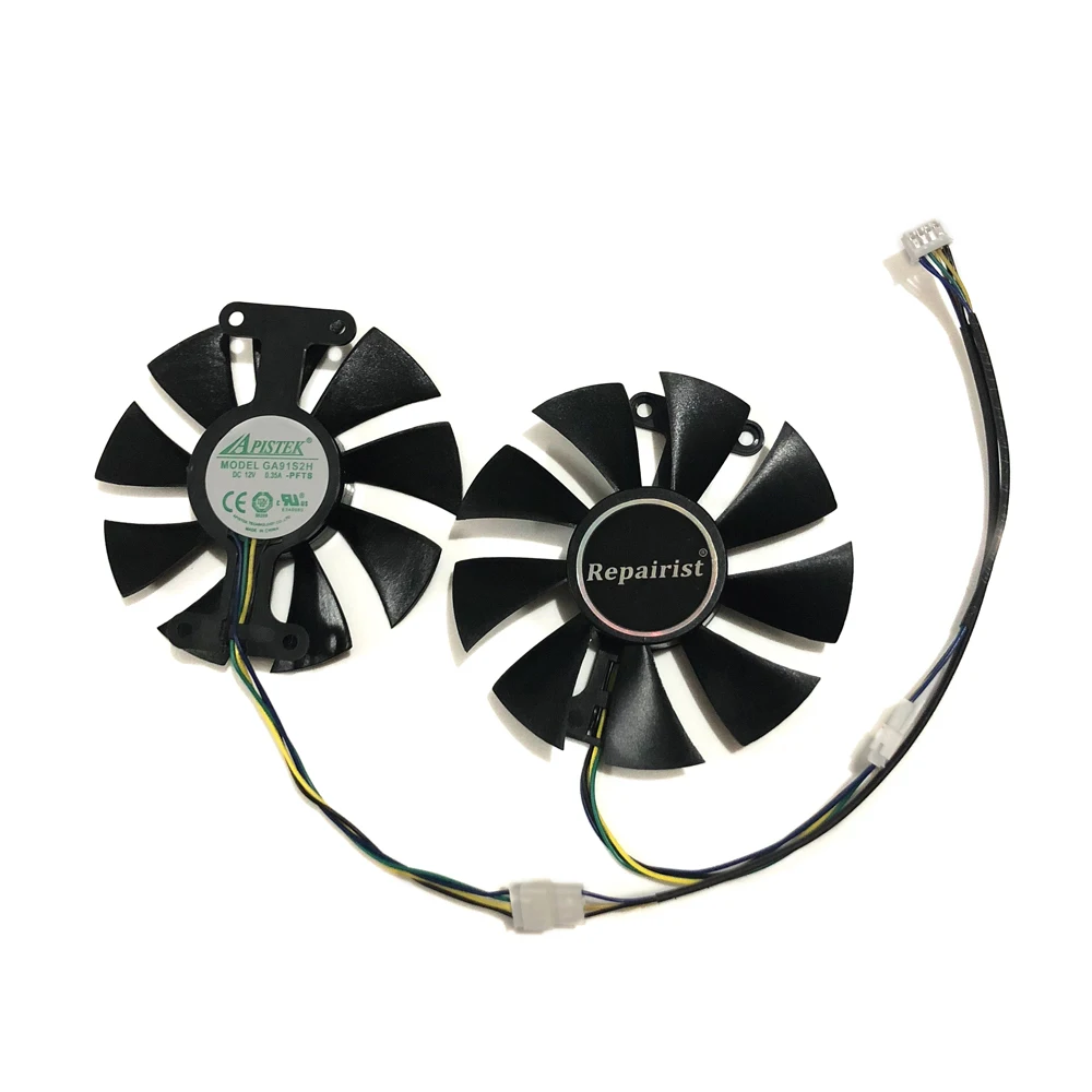 

2pcs/set GA91S2H GeForce GTX 950 960 1050 1060 GPU Cooler Fan For ZOTAC GTX1050Ti X-Gaming GTX760 2GD5 HB VGA Cards Cooling