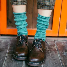 ЯПОНСКИЕ ВИНТАЖНЫЕ женские сапоги до колена со шнуровкой длинные носки милые женские разноцветные вязаные хлопковые носки с кружевом для зимы