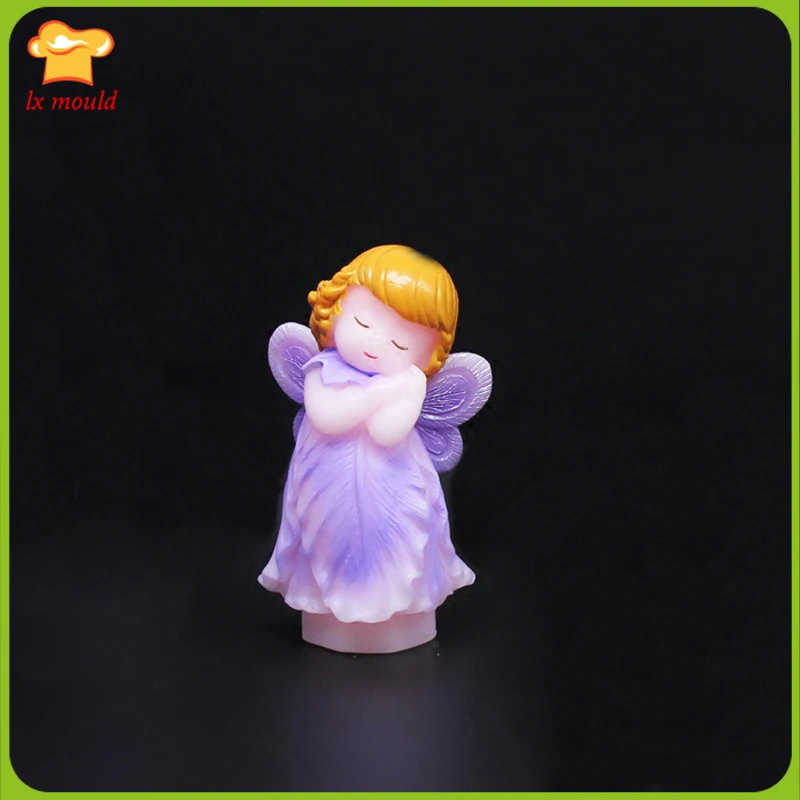 

2109 new angel wings girl wish cake candle silicone mold