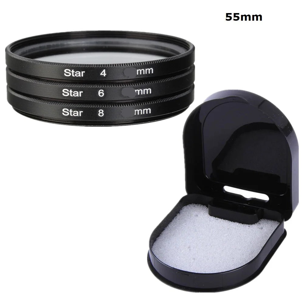 55mm Star Filter 4 6 8 Point Star Cross Line Lens Filter Kit For For