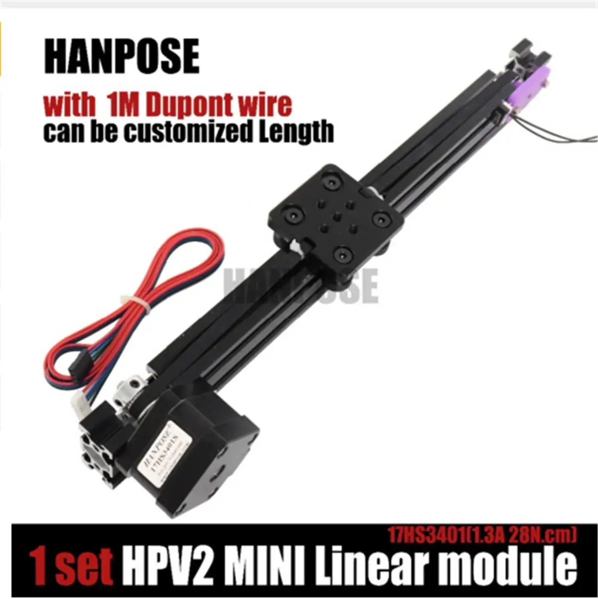 

HPV2 Linear Guide Set Openbuilds V Linear Actuator Effective Travel 100-400mm Linear Module with 17HS3401S Stepper Motor