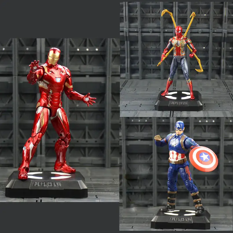 

Marvel Avengers Spider Man Iron Man Captain America Thor LED Base PVC Statue Figure Collectible Model Toys for Children