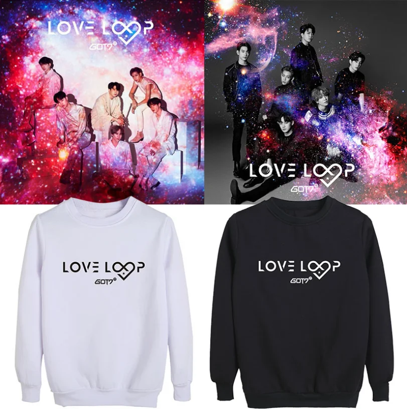 

GOT7 new album LOVE LOOP star with the same paragraph loose sets of round neck sweatshirt men/women wear winter fashion apparel