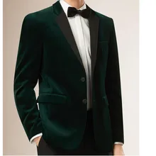 Мужской бархатный пиджак, мужской модный тонкий пиджак высокого качества, мужской деловой повседневный деловой костюм, пиджак на заказ