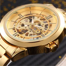 Brand Logo SHENHUA Luxury Gold Skeleton Automatic Mechanical Watch Men Dress Watches Men’s Fashion Business Wristwatch