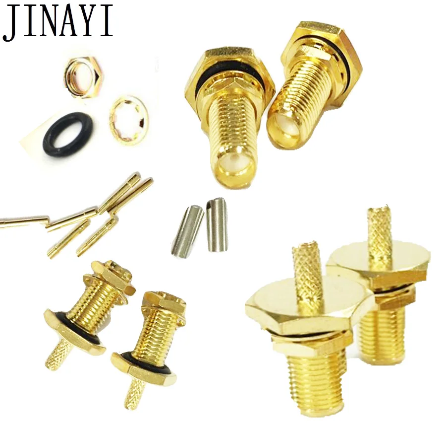 

10pcs SMA Female Jack Bulkhead O-ring Waterproof Crimp Adapter Connector Solder for RG316