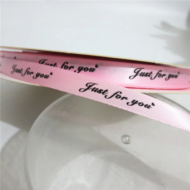 5M/Lot Just For You Printed Polyester Ribbon 10mm Romantic Craft Ribbons for Handmade DIY Gifts Wrapping Decorations - Цвет: pink