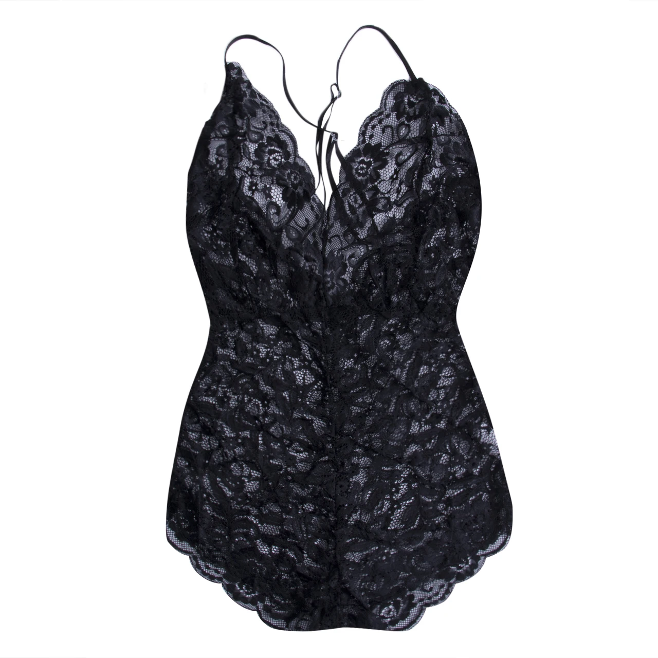 Sexy Womens Lace Bodysuit Summer Ladies Sleeveless V neck Solid Color ...