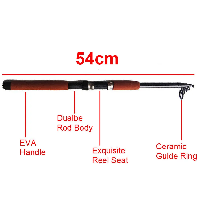 2.1m Fiberglass Telescope Baitcasting Fishing Rod And Reel Fly Fishing Casting Spinning Fishing Rods Combo