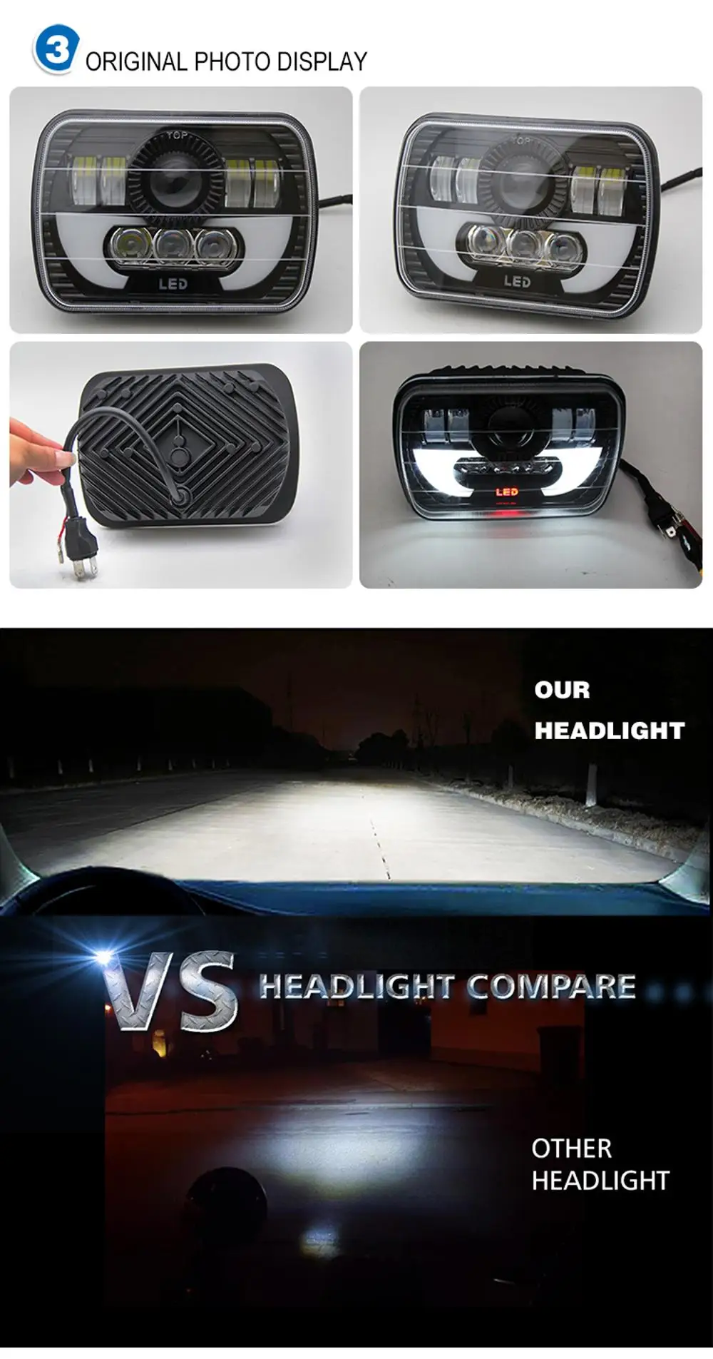 Автомобильный Высокий Низкий луч светодиодный рабочий свет авто квадратный DRL 6x7 дюймов H4 светодиодный фонарь для грузовика автомобиля