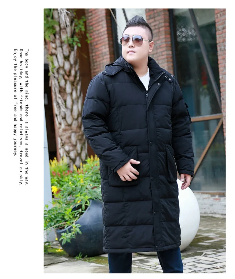 Для мужчин над коленом пуховая куртка плюс длинный свободный жакет модели Большие размеры Для Мужчин's пуховая куртка Большие размеры зимние 10XL 9XL