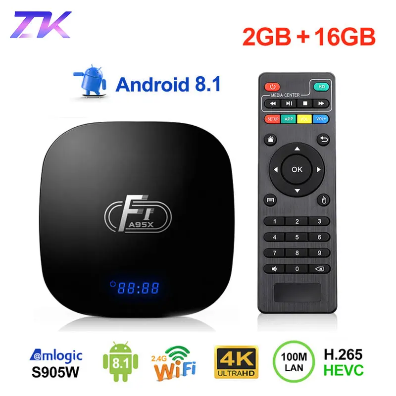 A95X F1 Smart Android 8,1 ТВ Box 2 Гб 16 GB Amlogic S905W 4-Core Suppot H.265 4 K 2,4 ГГц Wi-Fi медиаплеер PK X96 мини Декодер каналов кабельного телевидения