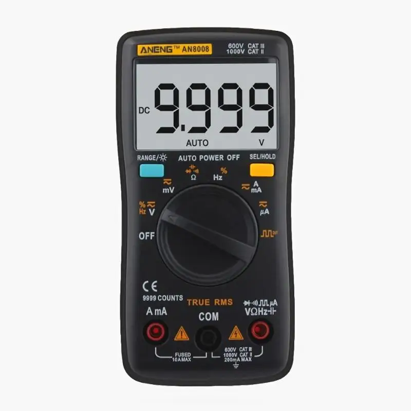 

Digital Multimeter 9999 counts Backlight AC DC Ammeter Voltage Ohm Current Square Wave Auto / Manual Multimeters