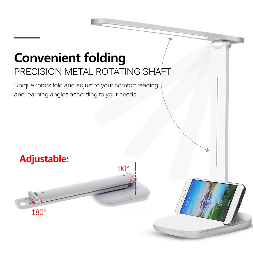  LED Desk Lamp Foldable Touch Dimmer Table Lamps USB Charging Eye Protection Reading Light with Mult
