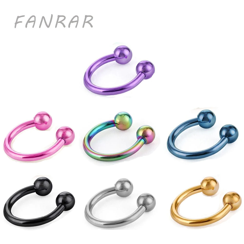 8pcs Circular Horseshoe Nose Septum Ring Lip Nipple Eyebrow Lobe Rings
