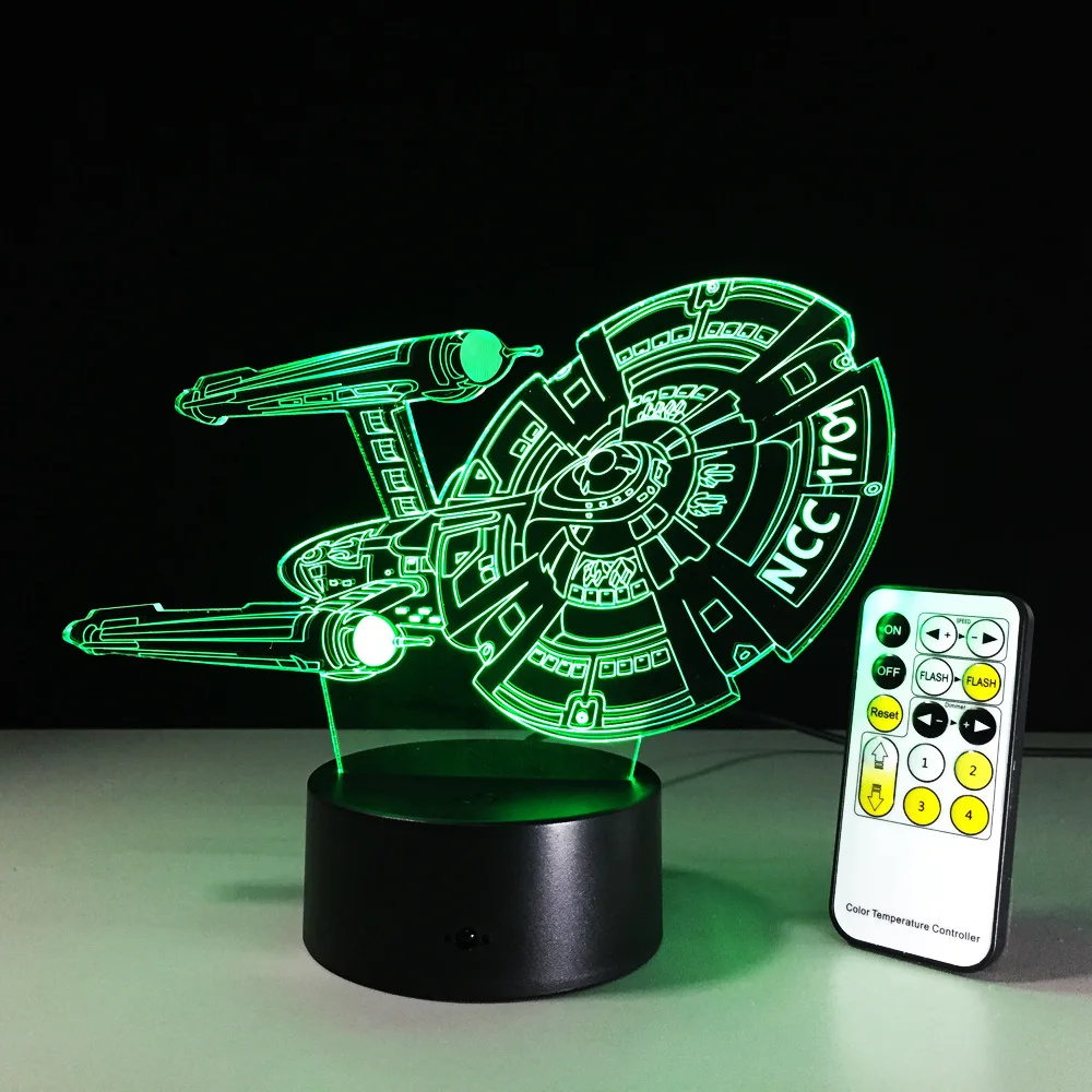 

2017 New Star Trek 3D remote control colorful touch LED lamp Led Usb Power Bank Night Lamp