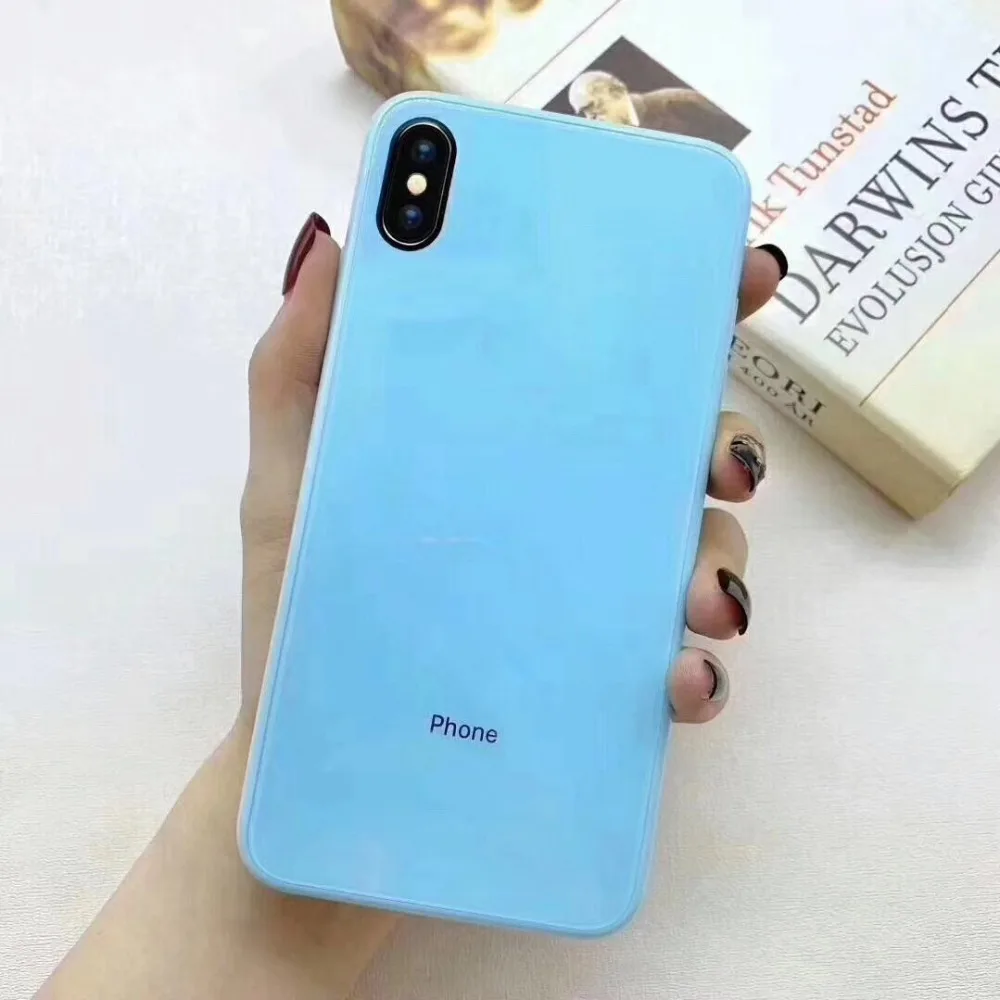 Милый чехол из закаленного стекла Macaron для iPhone X 11 Pro Чехол для Xs Max XR 8 Plus 7 6 защитная задняя крышка модный жесткий чехол