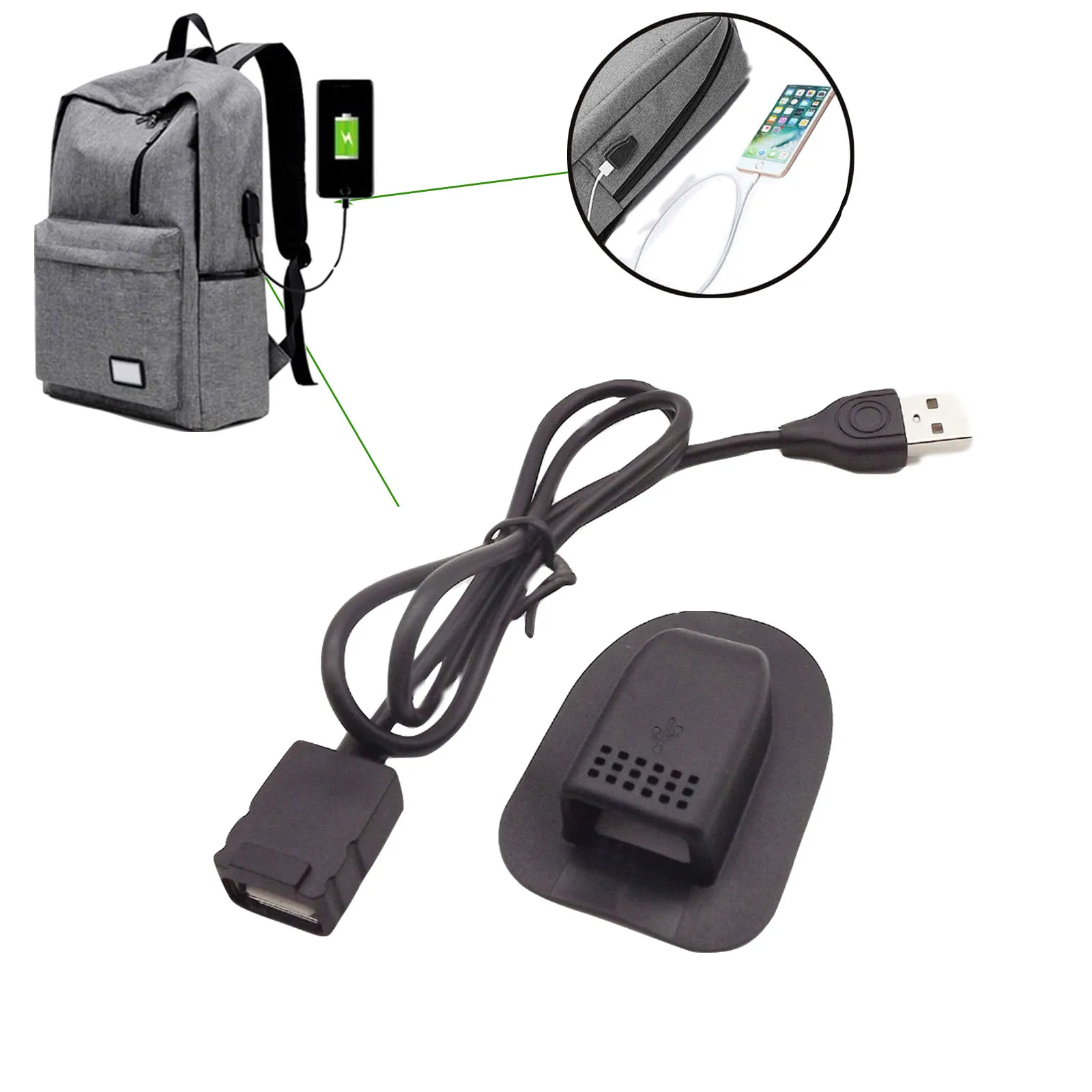 외장 USB 수-암 확장 충전 포트 인터페이스 어댑터, 데이터 충전 케이블, 배낭 수하물 액세서리, 1 개