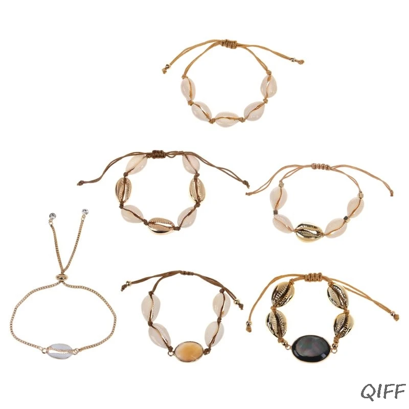 

Boho Natural Abalone Shell Friendship Bracelets Beach Seashell Women Jewelry