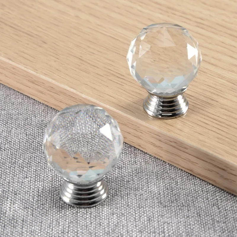

Diamond Shape Cabinet Knobs And Handles 30mm Crystal Knobs For Furniture Round Kitchen Door Handles Drawers Pulls Closet Handle