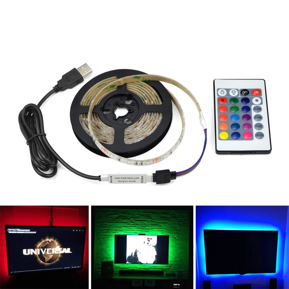 

LED Light TV Backlights USB LED 5V DC RGB White /Warm White Kicthen Lamp Wall Decor cocina luces led 1M 2M 3M 4M 5M Lights