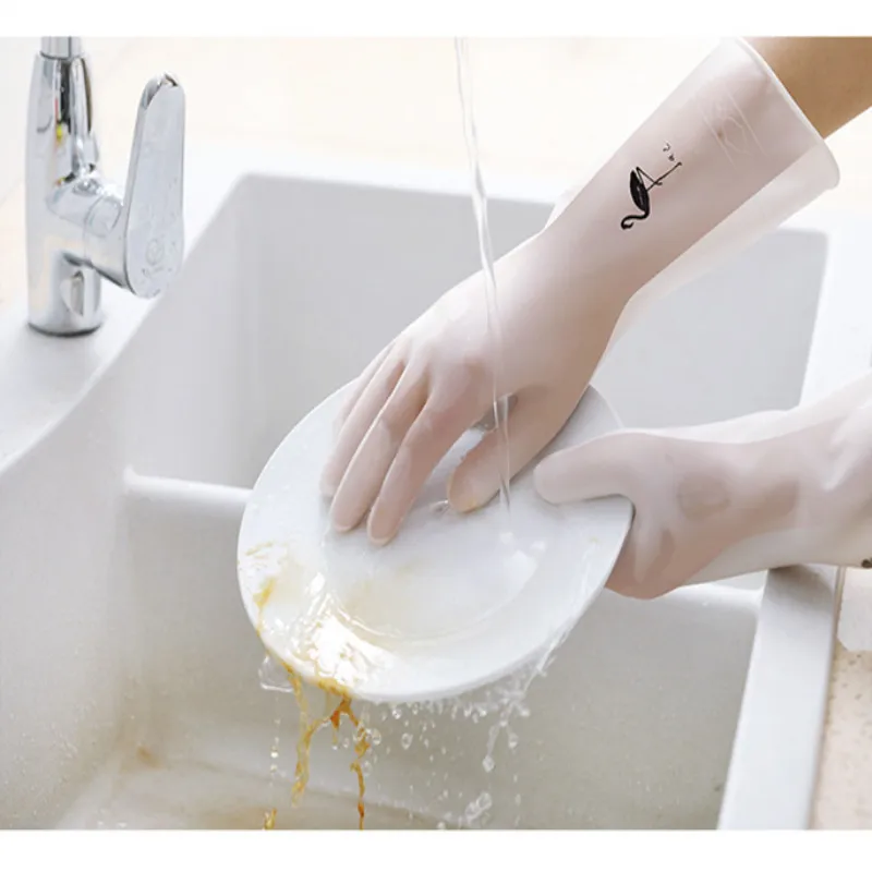 Household Gloves Latex Kitchen Dishwashing Gloves Cleaning Washing Protective Cover Laundry Waterproof Lightweight Gloves
