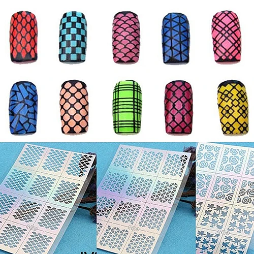 

New! Nail Art Hollow Template Sticker Stamp Stencil Guide Manicure Tips Stamping Tool