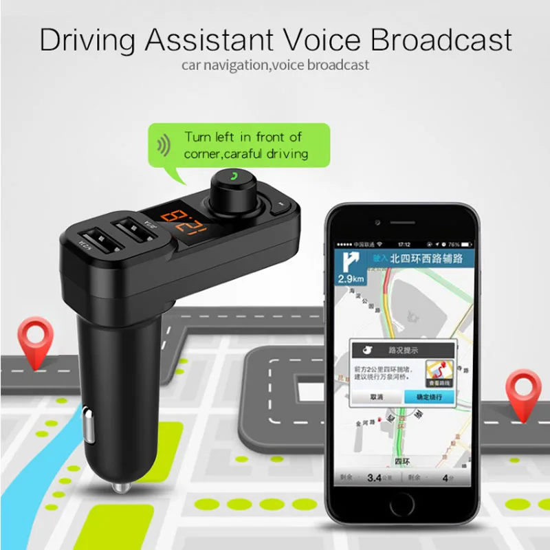 Новый BT53 Bluetooth автомобильный комплект громкой связи FM Беспроводной A2DP