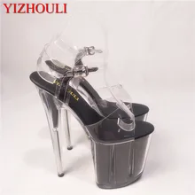 Блестящие супер сексуальные туфли на высоком каблуке 20 см, туфли на кристальной платформе, высокая модель с каблуком, сандалии, танцевальная обувь