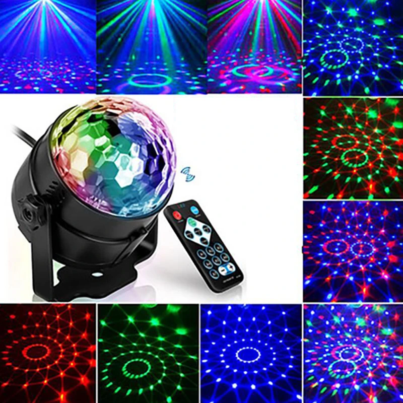 Sound Activated Rotating Disco Ball Party Lights Strobe Light 3W RGB LED Stage Lights For Christmas Home KTV Xmas Wedding Show (5)