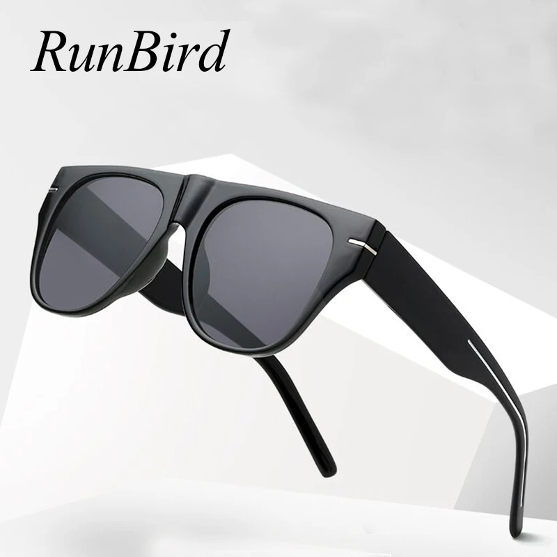 

RunBird Fashion Square Sunglasses Women Men 2019 Luxury Brand Designer Retro Classics Big Frame Cat Eye Sun Glasses 5366R