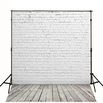 

White Brick Wall Photography Backdrops Wood Floor Baby New Born Photoshoot Props Kids Children Photo Backgrounds for Studio