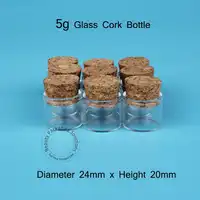 100pcs/Lot Wholesale 5g Small Glass Bottle Refiilable 5ml Test Tube Vial Cork Stopper Jar with Corked Container Mini Empty Pot