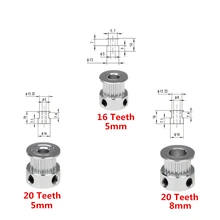 Запчасти для 3d принтера, аксессуар GT2, 20 зубьев, 16 зубьев, диаметр 5 мм/8 мм, шкив из алюминия, подходит для GT2-6mm, открытый ремень ГРМ