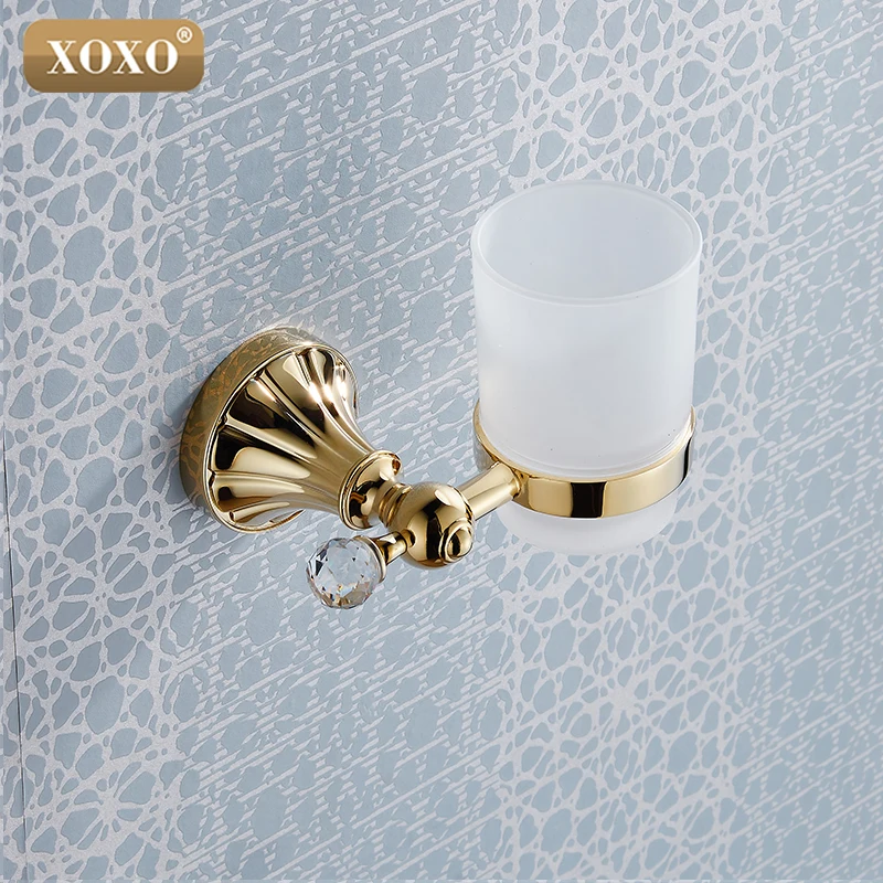 XOXO золотой кристалл латунь+ стекло аксессуары для ванной комнаты один стакан держатели зубная щетка подстаканники 16084 г