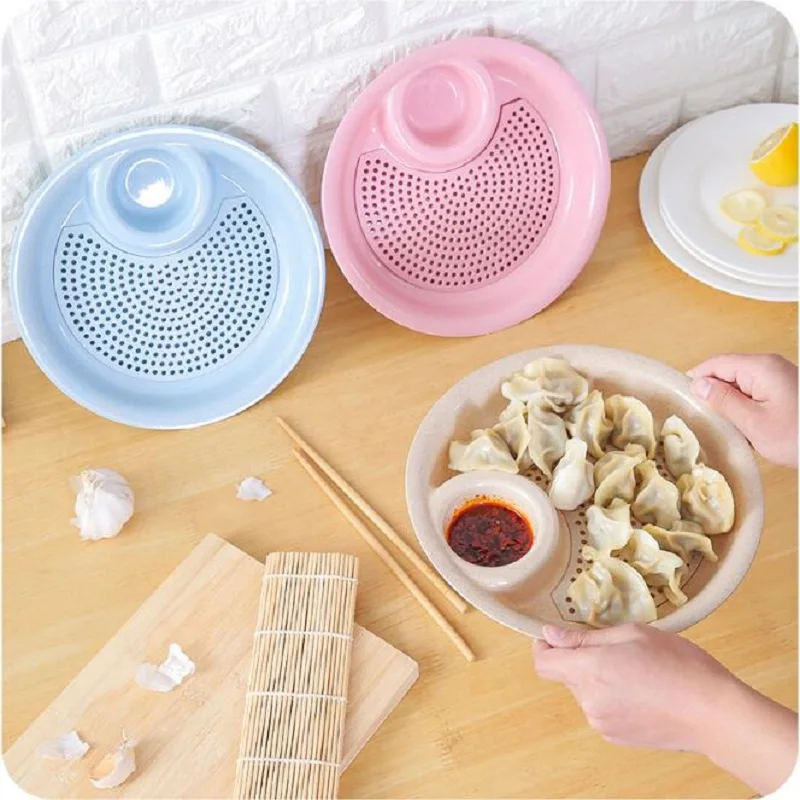 

New 25*4cm Double Home Dumpling Dish Kitchen Dribbling Plate Straw Boiled Dumplings fruit Detachable Drain Water Dish