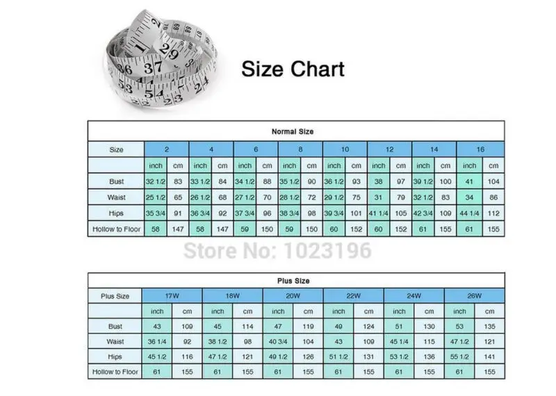 adult size chart