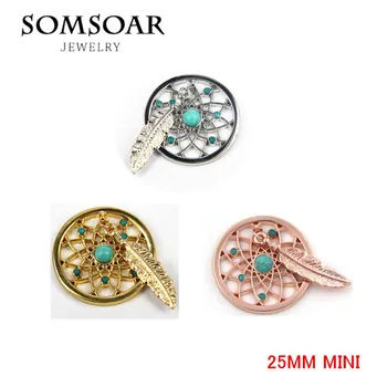 

Somsoar Jewelry 25mm Mini Small Dreamcatcher My Coin fit 27mm Coin Holder Frame Pendant 10pcs/lot
